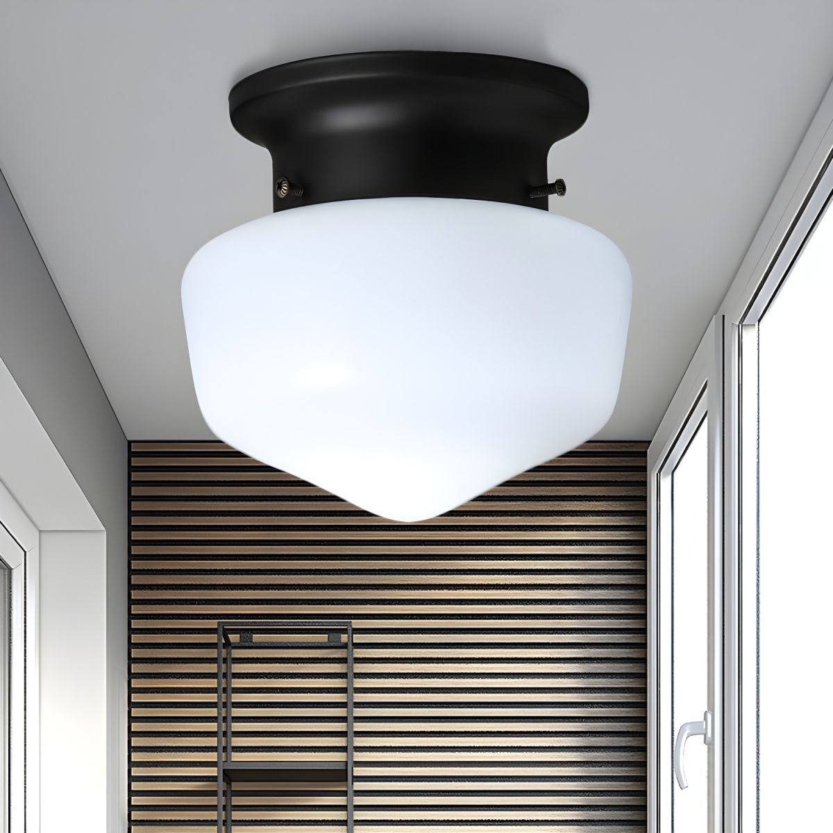 Compact White Glass Flush Mount Ceiling Light Fixture | Lumavia – Seranova