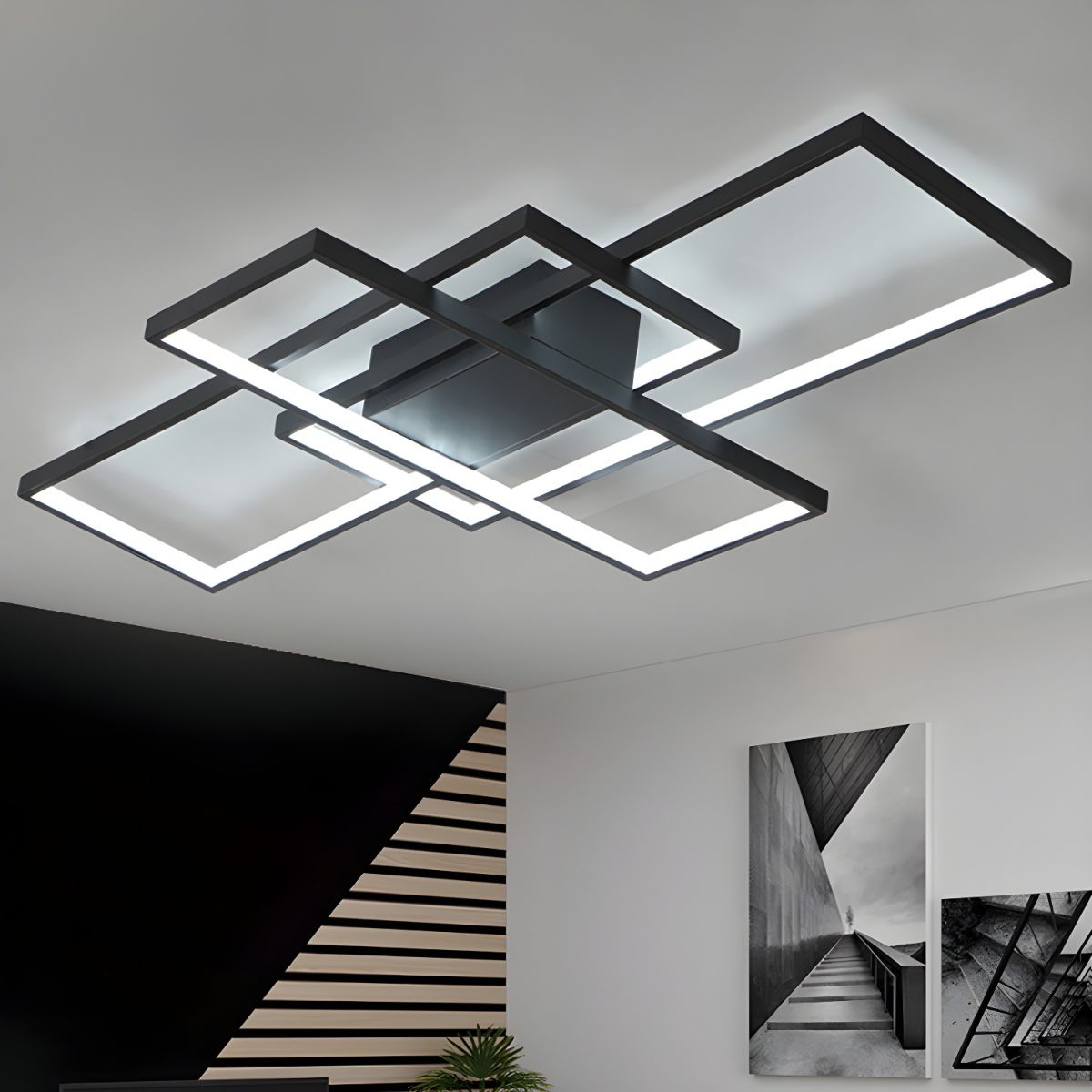 Contemporary Acrylic LED Ceiling Light Semi Flush Rectangles | Luravoa ...